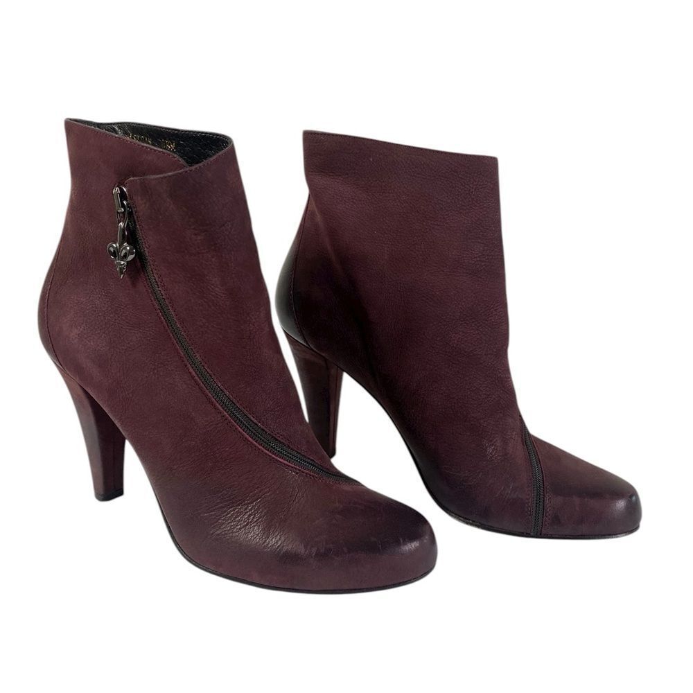Donald J Plainer Ankle Boots burgundy Nubuck Leather 8.5